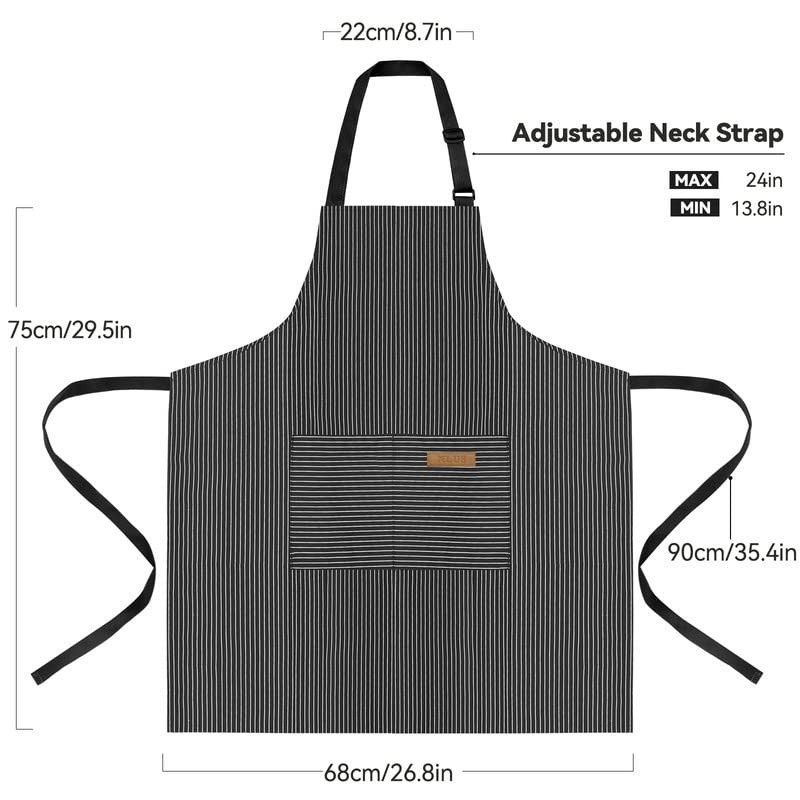NLUS 2 Pack Kitchen Cooking Aprons, Adjustable Bib Soft Chef
