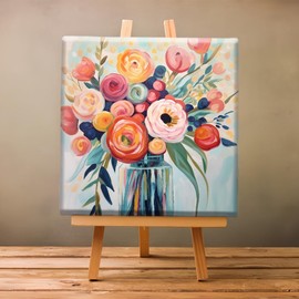 Natuyalo Paint by Numbers Kit for Adults Framed - Colorful Flowers Paint by Number on Canvas with Frame, Vase DIY Acrylic Painting by Number Ideal Gift Home Wall Decor (12x12 Inch)