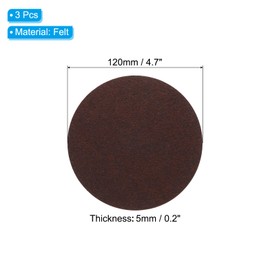 PATIKIL 4.7" Diameter Adhesive Non-Slip Backed Felt, 3 Pcs 5mm Thickness Round Lamp Base Anti-Slip Mat Anti-Scratch Pad for Lamp Bases, Brown