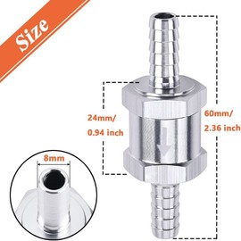 Mesee 2 Pieces Fuel Non Return Check Valve, 8mm 5/16" Aluminium Alloy Petrol Diesel Water Fuel Line One Way Check Valve for Car Motorcycle Caravan Ship