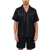 SWOMOG Men Satin Pajamas Set Silk Pjs Set Short Sleeve