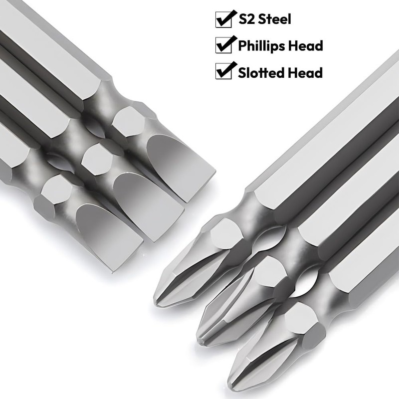 Saipor 10pcs PH2/SL6 Double Ended Screwdriver Bit, #2 Phillips/No. 6