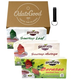 Shavuot Jamaican Cerasee, Soursop and Soursop/Moringa Tea Variety Pack of 3 Packaged w/ODatzGood