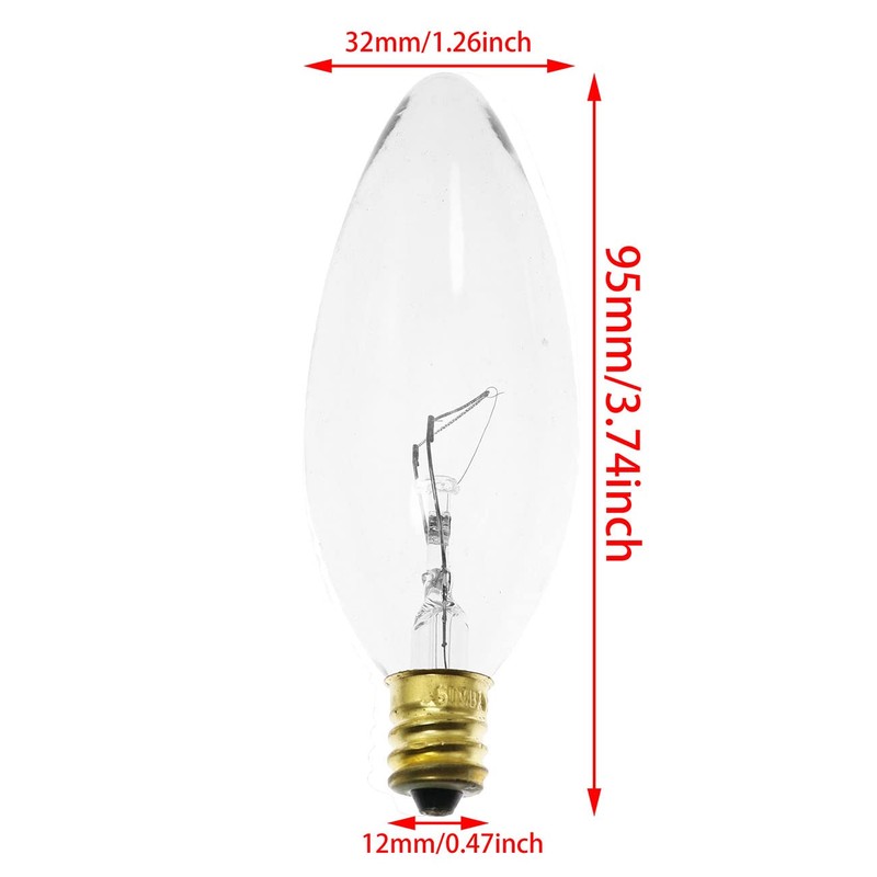 SQXBK 6PCS 120V 60W C32 E12 CTC Clear Candelabra Base