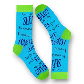 forsocksake 1 Pair Serenity Prayer Socks Sobriety Birthday Sober Anniversary Soberversary Unisex Size 6-11