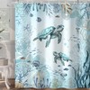 Hjokiupt Sea Turtle Shower Curtain for Bathroom, Teal Blue Ocean