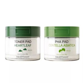 Mediflower [메디플라워] 센텔라 토너패드 + 어성초 토너패드 /PHA/보습/진정 [Mediflower] Centella Toner Pad + Mugwort Toner Pad / PHA / Moisturizing / Soothing