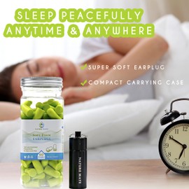 Nature Mate Super Soft Reusable Foam Earplugs 38dB Highest SNR 60 Pairs Anti-Noise Ear Plugs for Sleeping Snoring Studying Travel Concerts Loud Noise with Compact Carrying Case