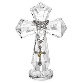 H&D HYALINE & DORA 5.8inch Clear Crystal Cross Handmade Glass Holy Cross Collectible Religious Cross For Church Home Decoration