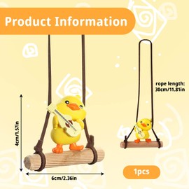 Swinging Duck Car Hanging Ornament, Cute Car Accessories, Funny Playing Guitar Duck Pendant Hanging Accessories, Flying Duck Car Interior Hanging Accessories, for Men Women (Yellow)