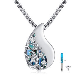 DAYLINLOVE Urn Chain Tree of Life for Ashes 925 Sterling Silver Abalone Shell Pendant Necklace Cremation Memorial Keepsake Jewellery Gift for the Ashes Loved People for Women, Sterling Silver, No