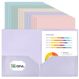 GNL Plastic Folders with Pockets, Pack of 20, Muted Pastel Colors, Heavy Duty 2 Pocket File Folders Letter Size, Pocket Folders for School, Home, and Office