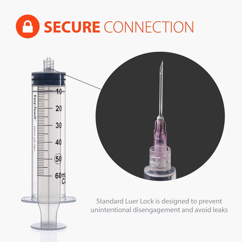 Easy Touch 60cc/ ML Luer-Lock Syringe Barrels Slip Tip