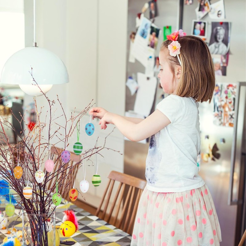 Jangostor 48 Pieces Painted Plastic Eggs, 4 cm Hanging Easter