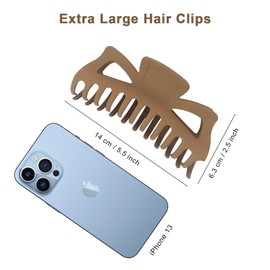 Yovell 14cm Large Hair Clips for Thick Hair Women, 5.5" Big Non-slip Matte Hair Claw Clips Jumbo Strong Hold Hair Jaw Clips, Hair Accessories for Girls (Matte Colours)