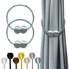 Hion Magnetic Curtain Tiebacks Gray Blue 2 Pack, Curtain Tiebacks