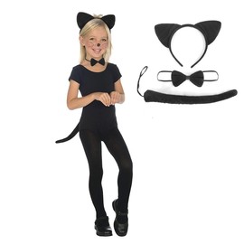 AfinderJP Children's Cosplay Accessories, Cat Ears, Headband and Tail Ribbon, 3-piece Set, Cute, Animal Costume, Costume, Halloween, Parties, Stage Performance, School Festivals, Cultural Festivals,