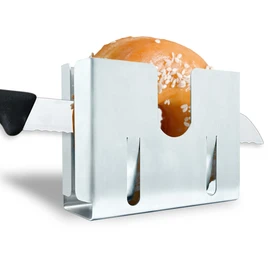Stainless Steel Bagel Slicer and Cutter, Bagel Holder for Slicing Small and Large Bagels, Bagel Cutter Slicer with Bun Holder and Slicing Guide - Perfect Bagel Slicer for Large Bagels