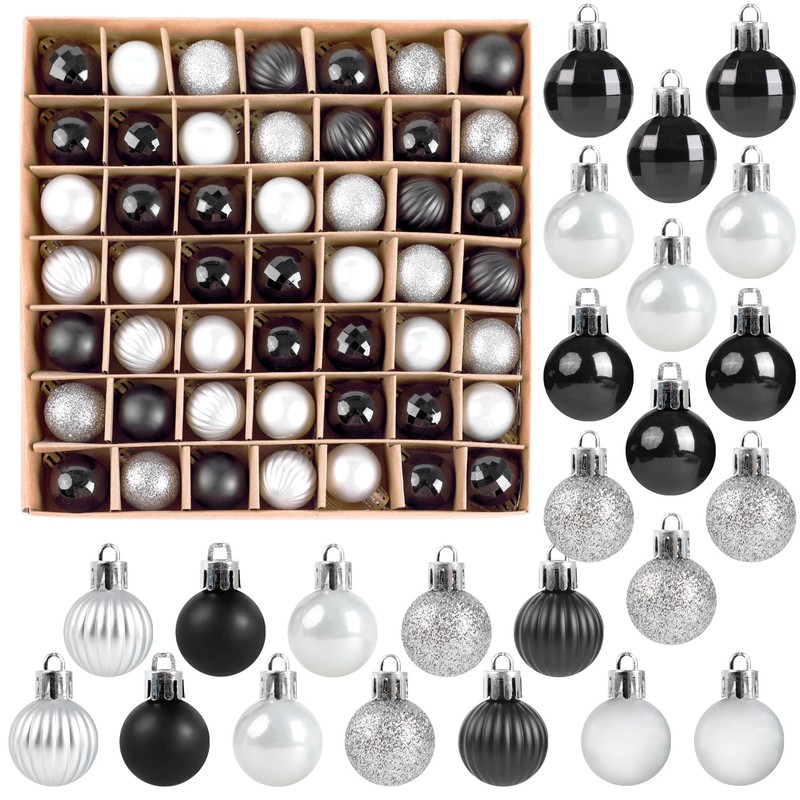 VEYLIN Christmas Mini Baubles, 49pcs 3cm Mini Christmas Tree Baubles