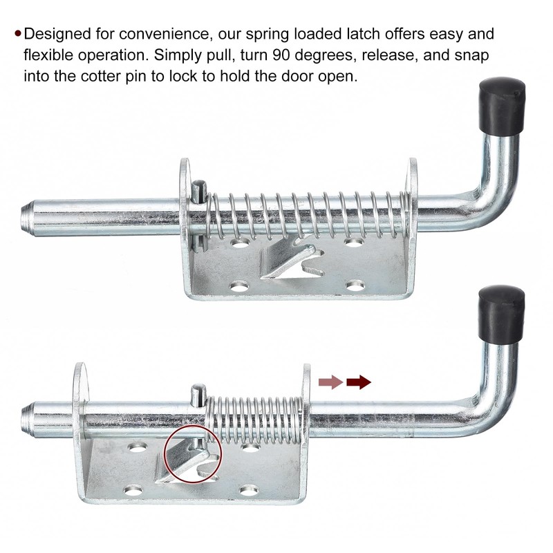 sourcing map Barrel Bolt Latch, 6Pcs 10x128mm - Carbon Steel