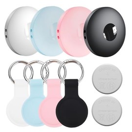 Beyamis Air Tracker 4-Pack Bluetooth + UWB Smart Tag Work with Apple Find My App (iOS Only), with 2pcs Extra Replaceable 2032 Batteries, Item Locator Finder for Keys Vehicles Dogs Luggage Pets Bags