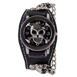 FENKOO Unisex Watch Punk Style Heavy Metal Plaque Pattern Rivet Black Watch (Color : Black)