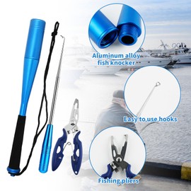 QINGYIWL 3 Sets Fishing Fish Killer, Aluminium Fish Killer with Fishing Pliers and Hook Remover, Fishing, Fish Blackjack, Fish Narcotic for Beginners, Outdoor