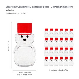 Clearview - 2 Ounce Honey Bears with Red Screw Top Lid - 24 Pack (2 oz. bear, 24pk, red)