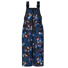 Sonic Kids Snow Pants Bibs - Printed Water-Resistant Kids Snow Suit, Front Zip Closure & Adjustable Straps - Navy Print, 3T
