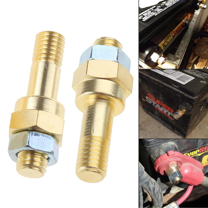 Saddgo 3/8""-16 Brass Studs Side Post Battery Terminal Bolt, Standard