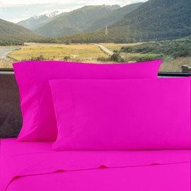 RV Camper King 72" X 80" Sheet Set 400 Thread-Count [4 PC] RV-Sheets 100% Egyptian Soft Cotton - 12" Deep Pockets - Made for RV, Camper, Boat & Motorhomes, Soft-Luxury-Breathable - Hot Pink Solid