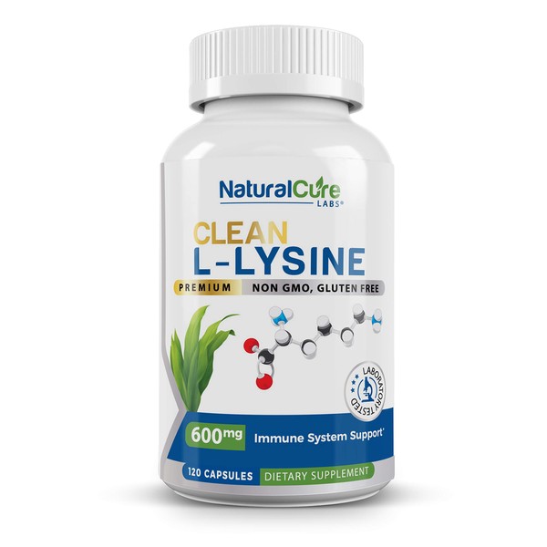 Natural Cure Labs Clean L-Lysine 600mg, 120 Capsules | Vegan, Non-GMO, & Gluten Free