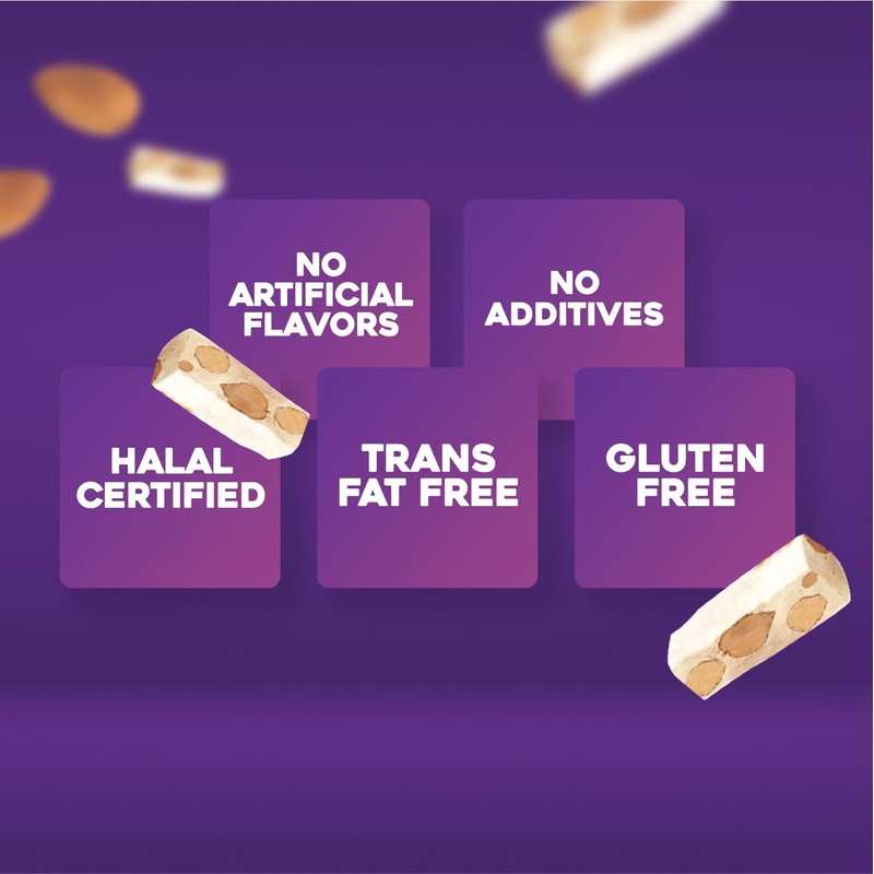 Golden Bonbon Italian Assorted Almond Nougat Candy, Individually Packed Chewy