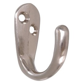 Hillman Hardware Essentials Single Clothes Hook Satin Nickel 2 Pack- 852283