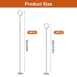 40 Stück Wiederverwendbar Fleischspieße Edelstahl,20 /25cm Rouladennadeln,Lebensmittelqualität Metallspieße,Rouladennadeln Edelstahl Rostfrei,Metall Grill Kabob für Fleisch,Garnelen,Obst,Gemüse