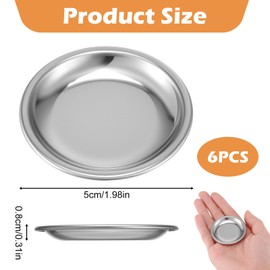 LXUEJIE 6 Pcs Hermit Crab Food and Water Bowl, Small Food Dish Water Dish Tiny Stainless Steel Feeding Dishes for Hermit Crab Cricket Snail Gecko Insect