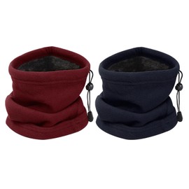JSTHHTT Fleece Tube Scarf Neck Warmer Neckerchief Windproof Ski Mask Warm Multifunctional Scarf Men Winter Loop Scarf Men Tube Scarf for Running Cycling, Navy, Burgundy