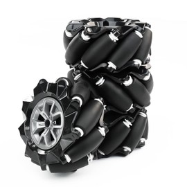 Yahboom Mecanum Wheel 65mm 80mm 97mm Omni Wheel with 6mm Hexagonal Metal Coupling Motor Connector Tire for AGV Smart Robot (97mm black mecanum wheel *4)