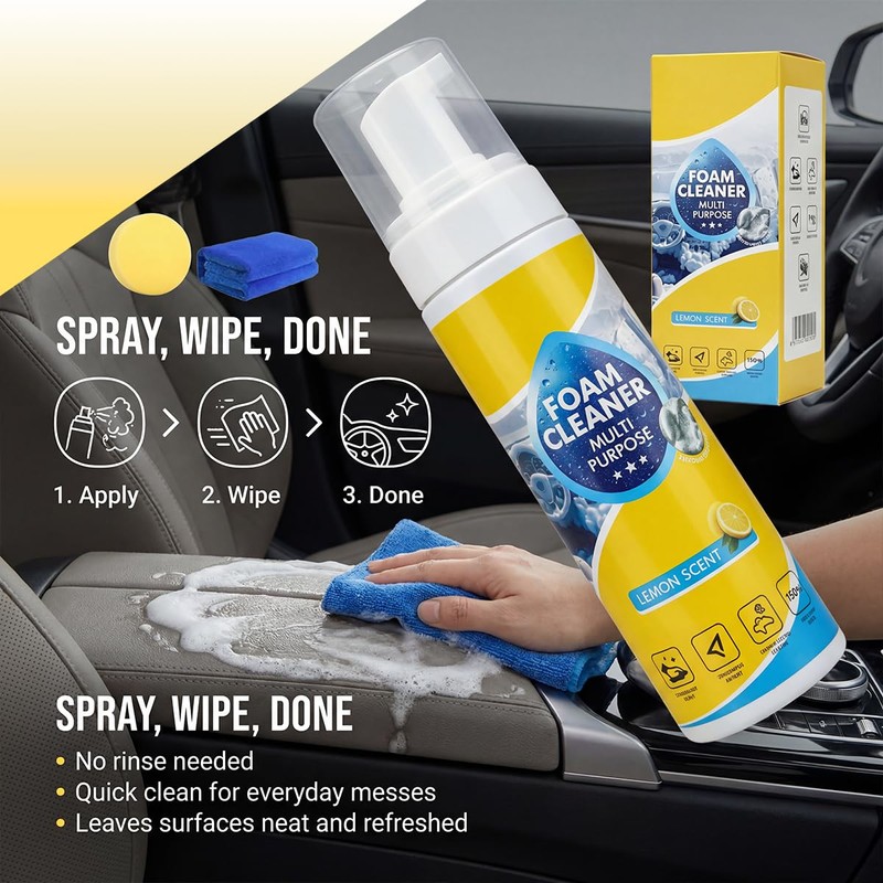 4-in-1 Multi-Enzyme Foam Cleaner, New Foam No-Rinse Cleaner, All-Purpose Deep