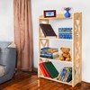 YCICI Open Bookshelf, 4 Tier Bookcase, Small Bookshelf, Wooden Book