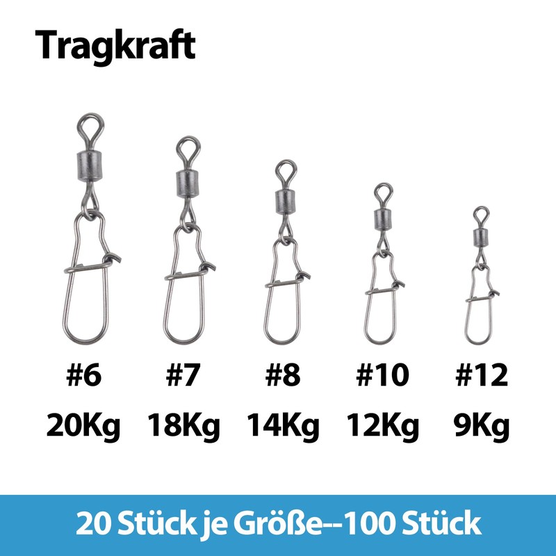Filltown 100 Pieces Fishing Ball Bearing Swivels, Quick Change Swivels