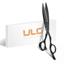 ULG Curved Hair Cutting Shears – Professional 6CR Stainless Steel with Teflon Coating, Ergonomic Offset Handle, Precision Blade for Layers & Detail, Ideal for Stylists and Barbers