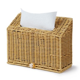 Wicker Hand Towel Box Cover Compatible with Disposable Paper Hand Towels, Wicker Paper Towel Holders, Hand Towel Holder for Bathroom, Car, Tabletop, by YANGQIHOME