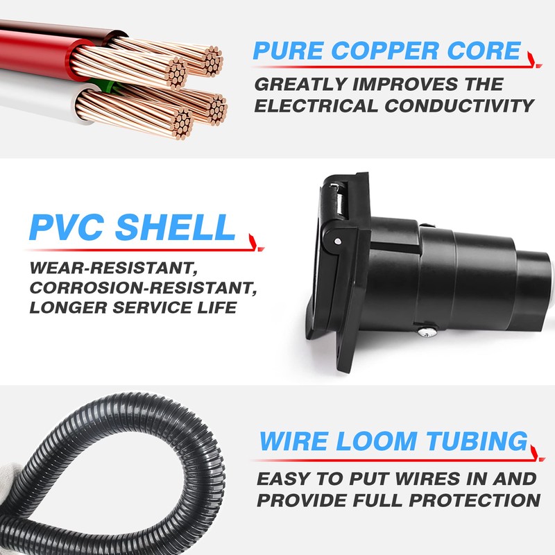 MICTUNING Enchufe adaptador plano de 4 vías a 7 vías