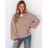 UEU Womens Long Sleeve Sweatshirt Casual Trendy Crewneck Striped Color