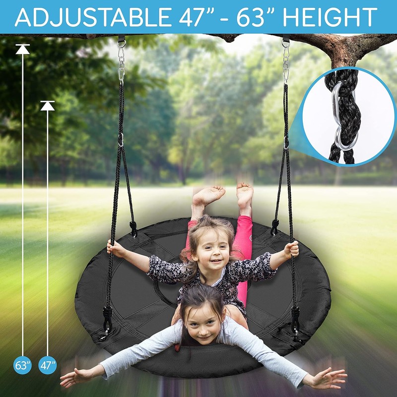 SereneLife Saucer Swing with Tree Hang Kit, 40” Outdoor Tree