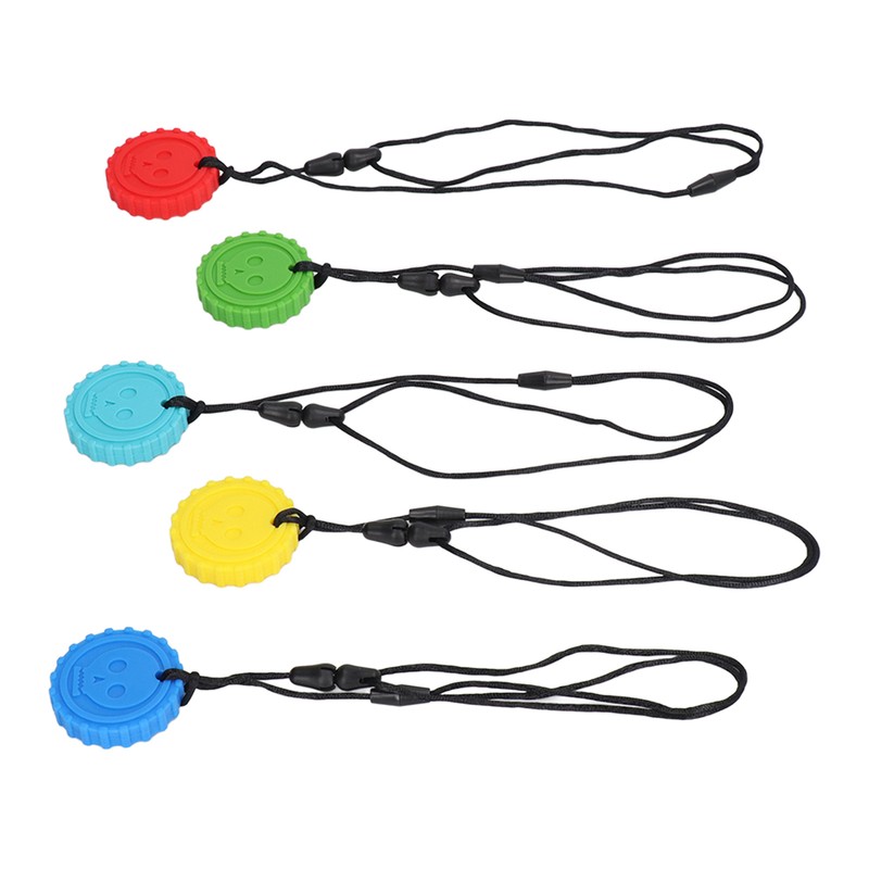 5pcs Teething Toys Silicone Skull Pattern Round Shape 5 Color