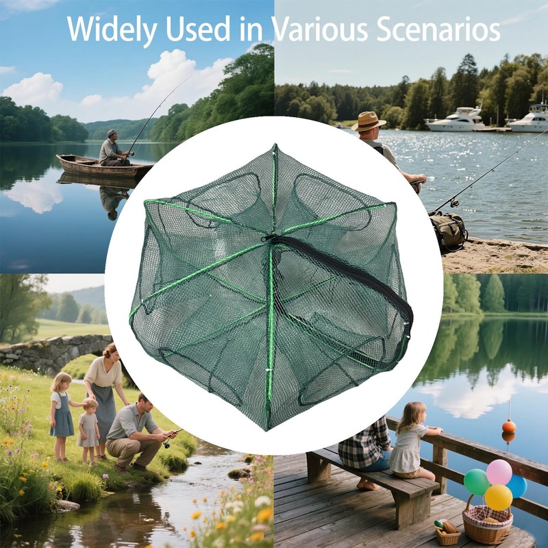 2Pcs Foldable Fish Trap,Minnow Trap,Crab Trap,Fishing Net,Bait Cage for Crabs