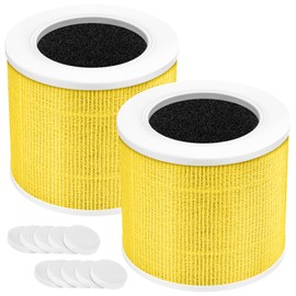 Core Mini Pet Care Replacement Filter, Compatible with LEVOIT Core Mini Air Purifier, Core Mini-P, 3-in-1 Core Mini-RF Filter Replacement, 2 Filter & 10 Fragrance Sponge, Yellow