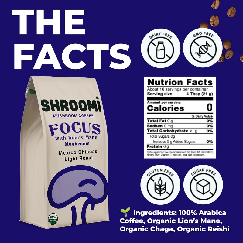 Award-Winning Shroomi Mental Performance Coffee | Organic Fair Trade Light